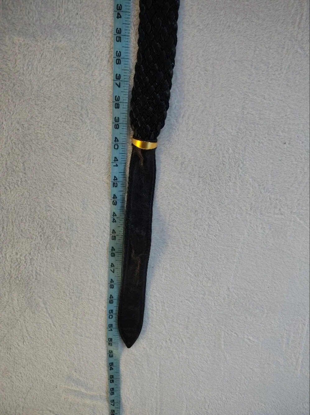 Black Braided Stretch Belt with Gold Accents - Women Accessories